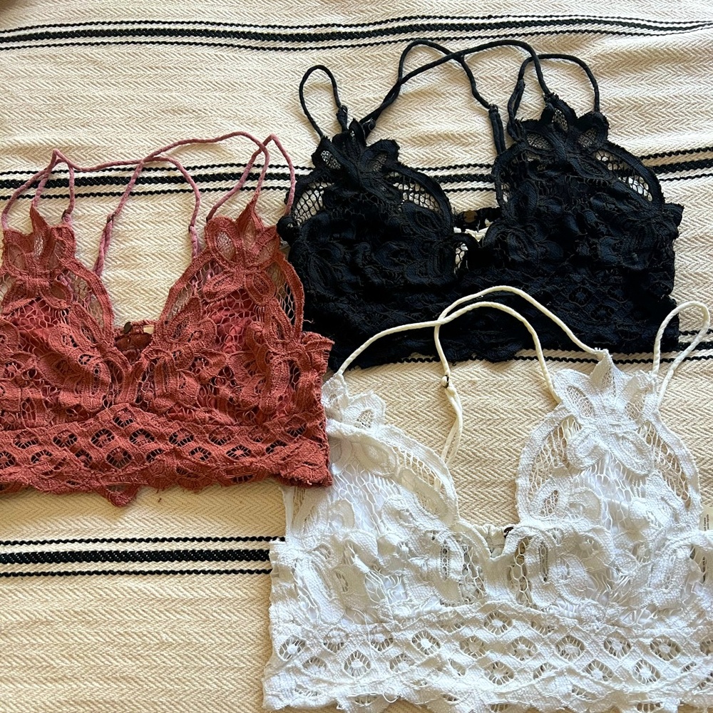 Free People One  Adella bralettes set of 3